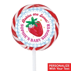 Strawberry Baby Shower PERSONALIZED Lollipops - 12 Pk