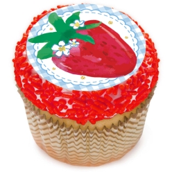 Strawberry Cupcake Icing Toppers 12pk