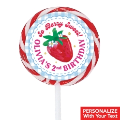 Strawberry PERSONALIZED Lollipops - 12 Pk