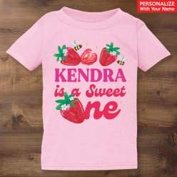 Strawberry 1st Birthday Sweet ONE Personalized Pink T-shirt