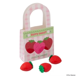 Strawberry Scented Rubber Erasers in Favour Bags-6Pk
