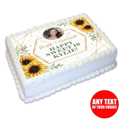 Sunflower Sweet 16 Photo Personalizable Edible Icing