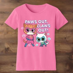 SuperKitties Paws Out Pink T-shirt