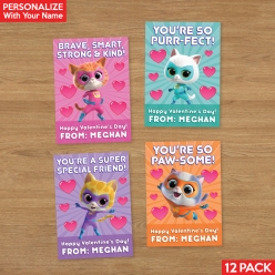 Super Kitties PERSONALIZED Valentine Cards 12 PK