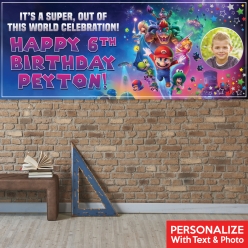 Super Mario Galaxy PHOTO PERSONALIZED Vinyl Keepsake Banner