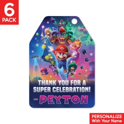 Super Mario Galaxy PERSONALIZED Shaped Thank You Tags - 6 Pk