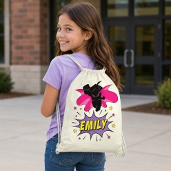 Superhero Girl Personalized Drawstring Backpack