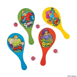 Superhero Paddleball Games 12pk