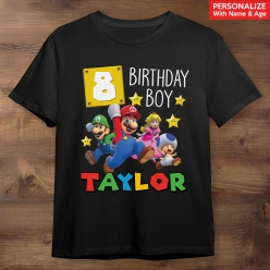 55% OFF: Super Mario Birthday Boy Personalized Black T-shirt