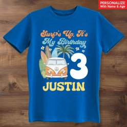 Surfboard Personalized Blue T-shirt