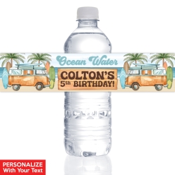 Surf Party PERSONALIZED VINYL Bottle Labels - 10 PK