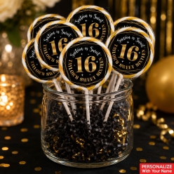Sweet 16 Elegant PERSONALIZED Lollipops - 12 Pack