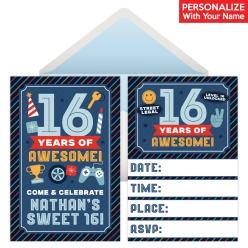 16 Years Awesome PERSONALIZED Invitations - 8 Pk