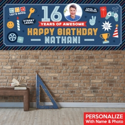 16 Years Awesome PERSONALIZED PHOTO Giant Vinyl Keepsake Banner