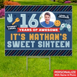 16 Years Awesome PERSONALIZED Photo Yard Sign