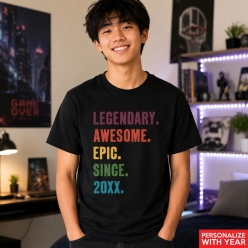 Legendary Since Custom Year Black Tshirt -Choose Size