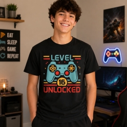 Level 16 Unlocked Black Tshirt -Choose Size