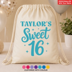 Sweet 16 Party Personalized Drawstring Backpack