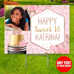 Sweet 16 Blush PERSONALIZED Photo Yard Sign