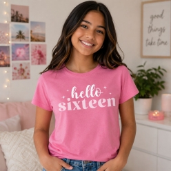 Hello 16 Pink Tshirt -Choose Size