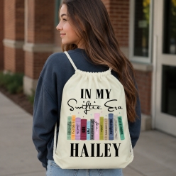 Swiftie Eras Albums PERSONALIZED Drawstring Backpack