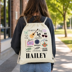 Taylor Swift Icons PERSONALIZED Drawstring Backpack