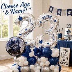 Toronto Leaf PERSONALIZED Double Digit Age & Name Balloon Column