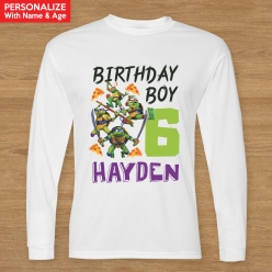 TMNT Personalized Birthday Name & Age Long Sleeve Shirt