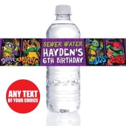 TMNT Mayhem PERSONALIZED VINYL Bottle Labels - 10 PK