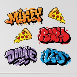 TMNT Mayhem Graffiti Peel and Stick Decals 6pk