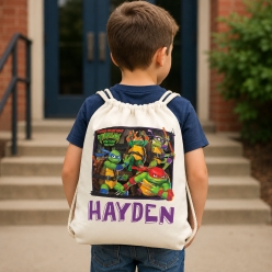 TMNT Mayhem Personalized Name Drawstring Backpack
