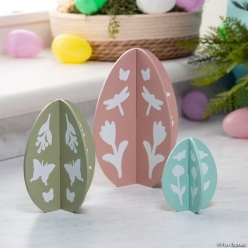 Enchanted Garden Slotted Egg Wood Tabletop Decorations-3Pk