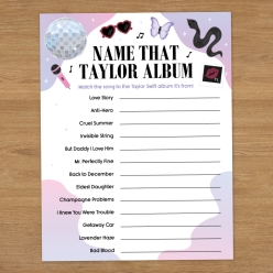 Name that Taylor Swift Album Game Sheet