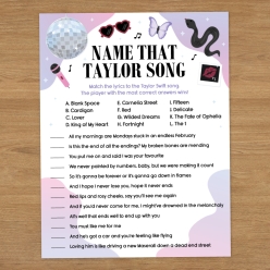 Name that Taylor Swift Song Game Sheet