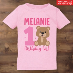 55% OFF: Pink Teddy Bear Personalized Name Light Pink T-shirt