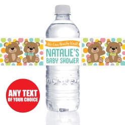 Teddy Bear Baby Shower PERSONALIZED VINYL Bottle Labels - 10 PK