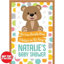 Teddy Bear Baby Shower PERSONALIZED Giant Vinyl Door Sign