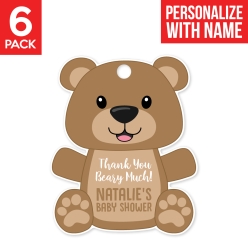 Teddy Bear Baby Shower PERSONALIZED Thank You Tags - 6 PK