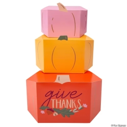 Harvest Pumpkin Thanksgiving Stacking Gift Box Set