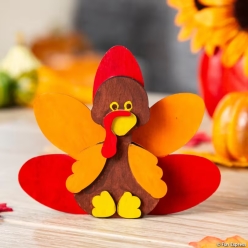 Thanksgiving Paint Your Own Wood Turkey Craft Kit-8Pk