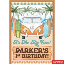 The Big ONE Surfing PERSONALIZED Giant Vinyl Keepsake Door Sign