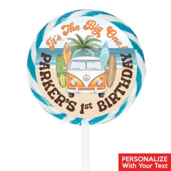 The Big ONE Surfing PERSONALIZED Lollipops - 12 Pk