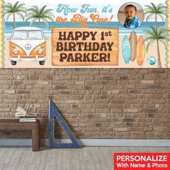 The Big ONE Surfing PHOTO PERSONALIZED Giant Vinyl Banner