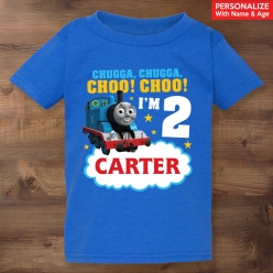 Thomas Personalized Name & Age Blue T-shirt