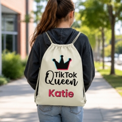 TikTok Queen Personalized Name Drawstring Backpack