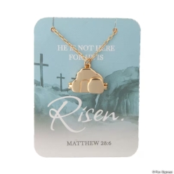 Religious Easter He Lives Empty Tomb Metal Necklaces on Card-6Pk