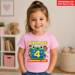 Toy Story 5 Birthday Girl Personalized Pink T-shirt