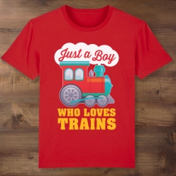 55% OFF: Train Just a Boy who Loves Trains Red T-shirt