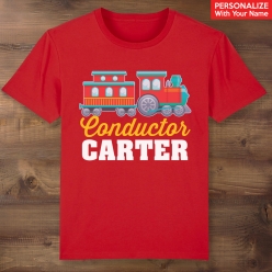 55% OFF: Train Conductor Personalized Red T-shirt