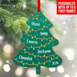 Christmas Tree Personalized Names Wood Ornament